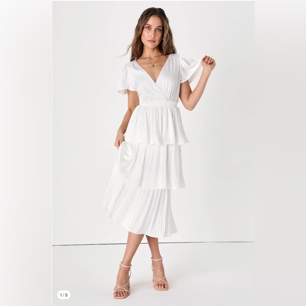 Lulu's White Tiered Wedding Dress